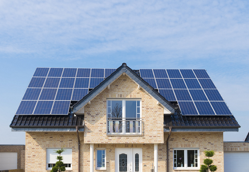 Solar panel on a house