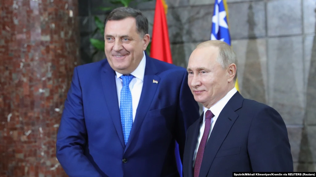 Bosnian Serb leader Milorad Dodik with Russian President Vladimir Putin 