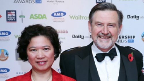 Barry Gardiner with Christine Lee in 2014. Her law firm has funded staff costs for the shadow international trade secretary since 2015 and her son works in his parliamentary office