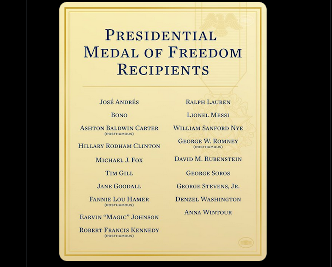 Joe Biden Awards Presidential Medal Of Freedom To Group Including