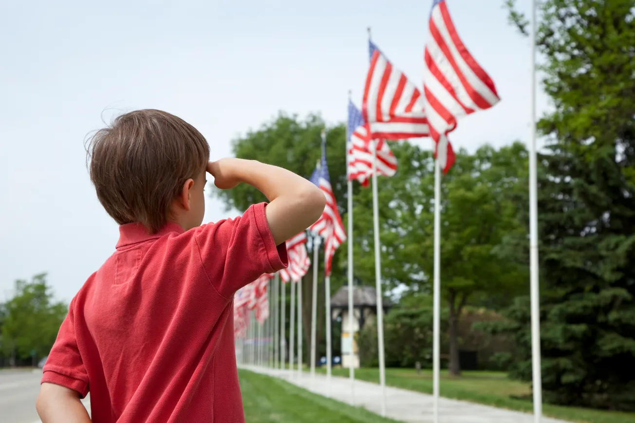 Child Saluting American Flag