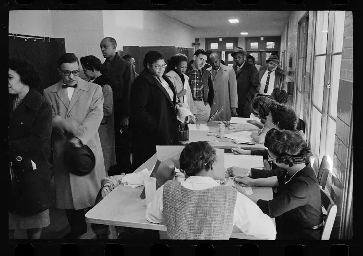 Black and white people voting, 1962. Photo: Warren K. Leffler, U.S. News & World Report, Library of Congress collection.