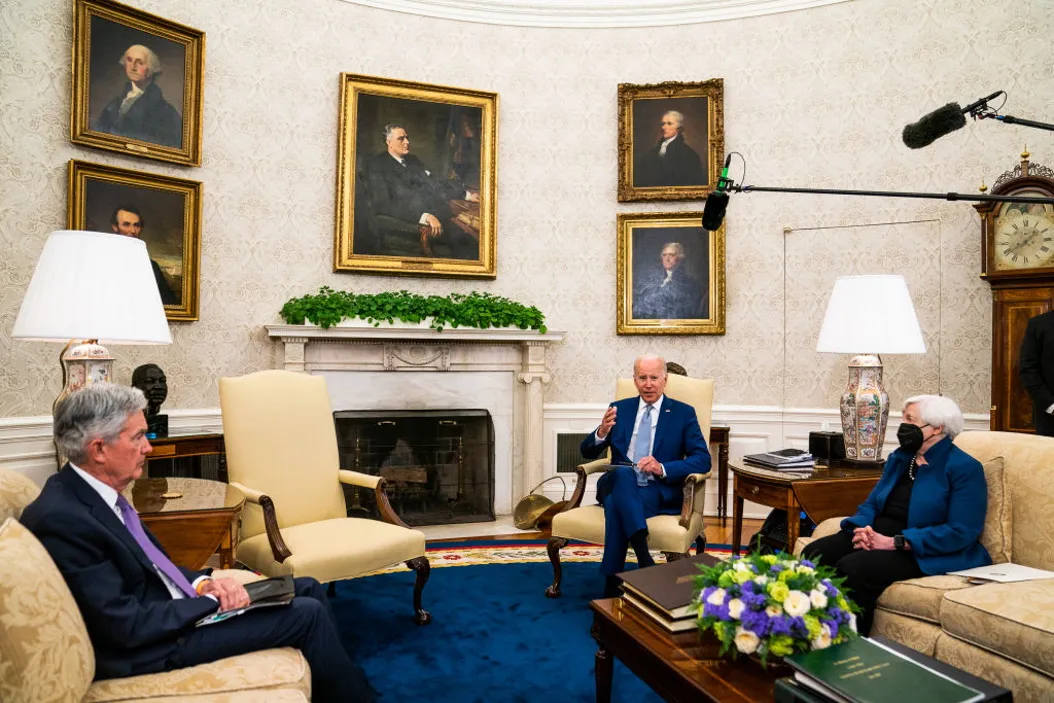 President Joe Biden meets with Federal Reserve Chair Jerome Powell and Treasury Secretary Janet Yellen