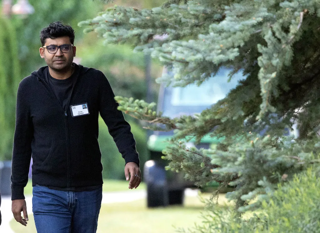 Parag Agrawal, CEO of Twitter, walks to a morning session during the Allen & Company Sun Valley Conference