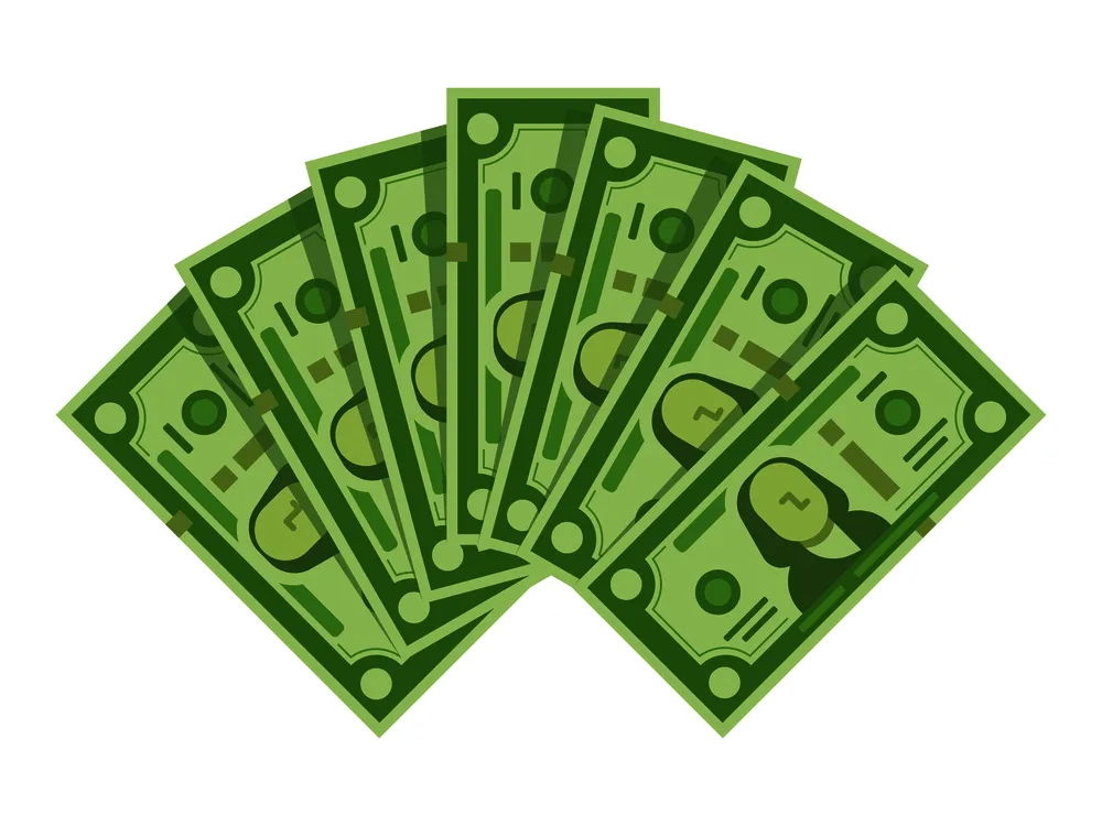 Money splayed out graphic