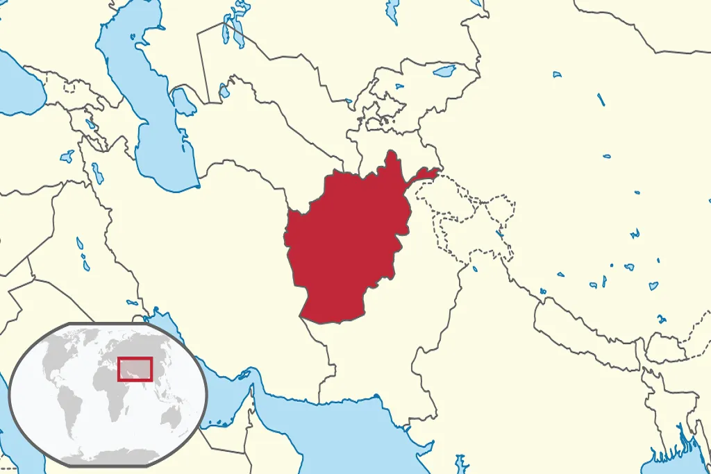 Location of Afghanistan on a map. 
