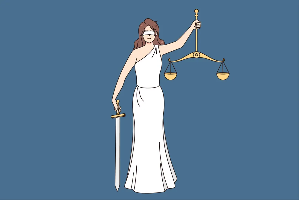 Justice is blind lady holding sword a weight measurer
